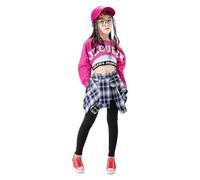 LOLANTA 3Pezzi Completo Hip Hop Bambina, Abbigliamento Danza Hip Hop, Tenuta Street Dance per Ragazze 5-15 Anni(rosa, 11-12 anni, 160)