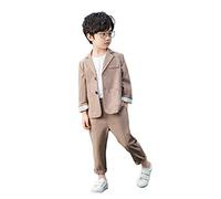 LOLANTA Abito Elegante da Cerimonia per Bambino, Completo Giacca e Pantaloni per Bambino, a Quadri, Cachi, 11-12 Anni, 160