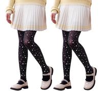 LOLANTA Collant con strass su tutta la superficie per bambine, collant semiopachi scintillanti per danza, feste, spettacoli, 2 paia, Nero, 11-12 anni, XL