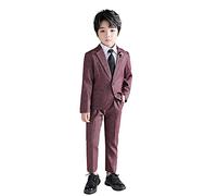 LOLANTA Completo da Ragazzi 2 Pezzi Blazer e Pantaloni per Bambini, Abbigliamento per Il Tempo Libero o Abito da Festa di Nozze, Rosso, 4-5 Anni, 100