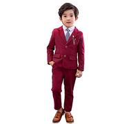 LOLANTA Completo da Ragazzo 2 Pezzi Blazer e Pantaloni per Bambini, Abbigliamento per Il Tempo Libero o Abito da Festa di Nozze, Rosso, 6-7 Anni, 130