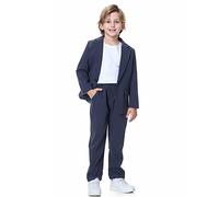 LOLANTA Completo da Ragazzo 2 Pezzi, Giacca e Pantaloni, Abbigliamento Casual o per Cerimonie, Paggetto per Matrimoni, Grigio Blu, 8-9 Anni, 140