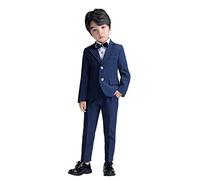 LOLANTA Completo Gessato da Ragazzi 2 Pezzi Blazer e Pantaloni per Bambini, Abbigliamento per Il Tempo Libero o Abito da Festa di Nozze, Blu Navy, 7-8 Anni, 130
