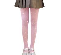 LOLANTA Confezione da 2 collant a rete per ragazze, collant con strass luccicanti per bambini, Calze a rete, Rosa scintillante, 8-13 anni, XL