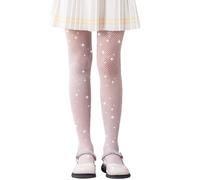 LOLANTA Confezione da 2 collant a rete per ragazze, collant con strass luccicanti per bambini, Calze a rete, Bianco scintillante, 4-8 anni, L