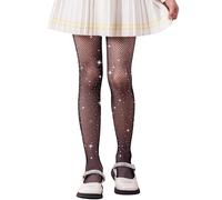 LOLANTA Confezione da 2 collant a rete per ragazze, collant con strass luccicanti per bambini, Calze a rete, Nero scintillante, 4-8 anni, L