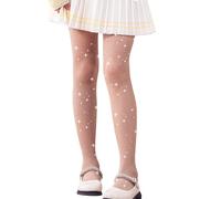 LOLANTA Confezione da 2 collant a rete per ragazze, collant con strass luccicanti per bambini, Calze a rete, Carne scintillante, 8-13 anni, XL