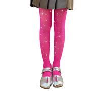 LOLANTA Confezione da 2 collant a rete per ragazze, collant con strass luccicanti per bambini, Calze a rete, Rosso rosa scintillante, 8-13 anni, XL