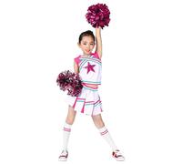 LOLANTA Costume da Ragazza Cheerleader, Carnevale o Evento Sportivo Fancy Dress Up con l'abito di Pom Poms, Rosa chiaro, 12-13 anni, 170