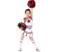 LOLANTA Costume da Ragazza Cheerleader, Carnevale o Evento Sportivo Fancy Dress Up con l'abito di Pom Poms, Rosso, 12-13 anni, 170