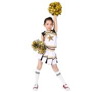 LOLANTA Costume da Ragazza Cheerleader, Carnevale o Evento Sportivo Fancy Dress Up con l'abito di Pom Poms, Nero, 12-13 anni, 170