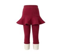 LOLANTA Leggings Termico con Gonna, Pantaloni Leggings Invernali in Caldo Pile, Rosso, 4-5 Anni, 110
