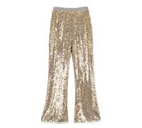 LOLANTA Pantaloni con Paillettes per Bambine, Pantaloni a Zampa d'elefante Scintillanti, Abbigliamento da Festa e Hip Hop, Champagne, 10-11 Anni, 150