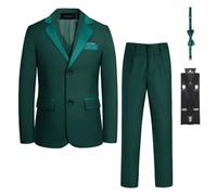 LOLANTA Vestito da Cerimonia Nuziale della Festa Nuziale della Giacca della Giacca da Smoking dei Bambini del Blazer dei Ragazzi dei Ragazzi di 5 Pezzi (12-13 Anni,Verde,Dimensione del Tag 160)