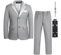 LOLANTA Vestito da Cerimonia Nuziale della Festa Nuziale della Giacca della Giacca da Smoking dei Bambini del Blazer dei Ragazzi (11-12 Anni, Grigio,Tag 150)