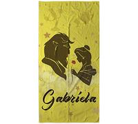 LolaPix Asciugamano La Bella e la Bestia personalizzato con nome/testo. Regali personalizzati. Asciugamani da spiaggia personalizzati. Vari disegni. LA BELLA E LA BESTIA