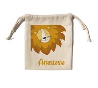 LolaPix Borsa Leone. Borsa Merenda Personalizzata. Borsa Porta Pranzo Bambini. Per Scuola. Piccola. Due Dimensioni 17x20cm e 22x30cm. Amico del Leone