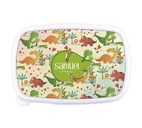 LolaPix Portamerenda Bambino Scuola. Lunch Box Bambini. Porta Pranzo Personalizzatto. Porta Merenda. Sicuro per le microonde. Privo di BPA, ftalati e metalli pesanti. 18x13x6 cm. Il mondo dei dinoidi