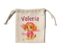 LolaPix Sacchetto per la merenda personalizzato con nome. Borsa per il rientro a scuola per bambini o bambine. Borsa per la merenda per bambini. Varie dimensioni. Cucciolo femmina