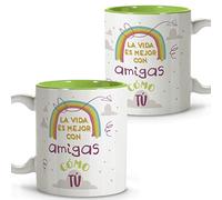 LolaPix Tazza amica. Tazza migliore amico. Tazza da tè originale in ceramica da 330 ml. Regalo con frasi. Amigo invisibile.