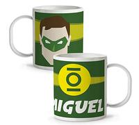 LolaPix Tazza in plastica Personalizzata per Supereroi con Nome. Regalo Geek. Ritorno a Scuola. Vari Disegni e Colori Interni. Linterna Verde