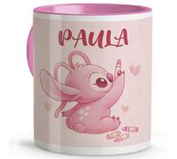 LolaPix Tazza Koala Personalizzata con Nome. Ritorno a Scuola. Plastica. Vari Disegni. Koala Rosa Che dipinge