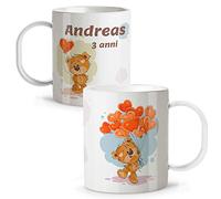 LolaPix Tazza per Bambini Personalizzata con Nome. Ritorno a Scuola. Plastica. Vari Disegni. Orsacchiotto