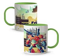 LolaPix Tazze per la Colazione al microonde per Bambini. Tazze Personalizzate. Tazze di plastica per Bambini. Vari Disegni. Robot