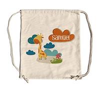 LolaPix Zaino per bambini. Zaino con corde per bambini. Zaino sacco kids. 37x44 cm. Borsa corda. Regali personalizzati, Giraffa per bambini