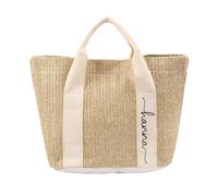 LoLaTide Borsa a Tracolla in Paglia da Donna Personalizzata con Nome, Borsa Intrecciata a Mano per Vacanze, Viaggi, Tutti i Giorni, Shopping (bianco)