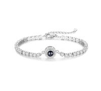LoLaTide Bracciale con Foto Dentro Personalizzato Donna Bracciale Foto Proiettata Argento/oro rosa/oro Regalo per Compleanno Natale San Valentino (argento)