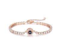 LoLaTide Bracciale con Foto Dentro Personalizzato Donna Bracciale Foto Proiettata Argento/oro rosa/oro Regalo per Compleanno Natale San Valentino (oro rosa)