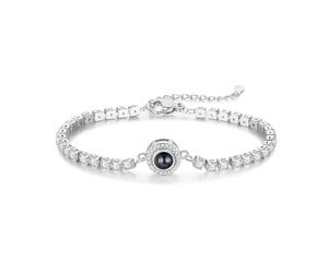 LoLaTide Bracciale con Foto Dentro Personalizzato Donna Bracciale Foto Proiettata Argento/oro rosa/oro Regalo per Compleanno Natale San Valentino (argento)