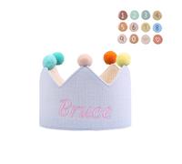 LoLaTide Corona di compleanno personalizzata con nome, ragazzi e ragazze, corone di compleanno con 0-9 bottoni numerici, decorazioni riutilizzabili per feste (azzurro)