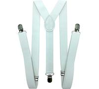 LOLELAI, bretelle per donne e uomini, elastiche, regolabili, con clip a Y sul retro, bretelle per smoking - Bianco -
