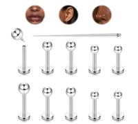 LOLIAS 10 Pz 16G Titanio Piercing Naso Piercing Orecchio Helix Piercing Ball Argento Labret della Vite prigioniera Trago Piercing Lip Piercing Trago Medusa Piercing Gioielli 6/7/8MM