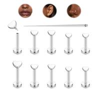 LOLIAS 10 Pz 16G Titanio Piercing Naso Piercing Orecchio Helix Piercing Heart Argento Labret della Vite prigioniera Trago Piercing Lip Piercing Trago Medusa Piercing Gioielli 6/7/8MM