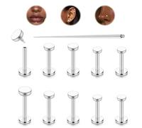 LOLIAS 10 Pz 16G Titanio Piercing Naso Piercing Orecchio Helix Piercing Round Argento Labret della Vite prigioniera Trago Piercing Lip Piercing Trago Medusa Piercing Gioielli 6/7/8MM