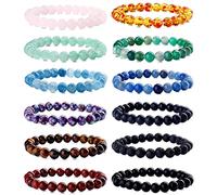LOLIAS 12 Pz 8mm Naturale Braccialetti Perline Donne degli Uomini Pietra Cristallo Naturale Bracciali Stretch Dichiarazione Protezione Braccialetto Fascino Rilievo Coppie bracciali Gioielli Regali