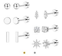 LOLIAS 14K Placcato Oro Orecchini In Acciaio Inox Orecchini Perno Per Donne Cartilagine Helix Conch Trago Piercing Gioielli Piccola Vite Dainty CZ Orecchini Set Per Piercing