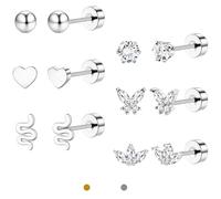 LOLIAS 14K Placcato Oro Orecchini In Acciaio Inox Orecchini Perno Per Donne Cartilagine Helix Conch Trago Piercing Gioielli Piccola Vite Dainty CZ Orecchini Set Per Piercing