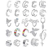 LOLIAS 24Pcs Oro Ear Cuffs Orecchini a Cerchio Piccoli per Donna Placcati 18K Falsi Cilp su Orecchini Helix Polsini Cartilaginei Orecchini Non Piercing Finti Orecchini Ipoallergenici