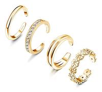 LOLIAS 4 Pezzi Set di Anelli Aperti Argento Sterling 925 Anelli Open Toe Ring per Donna Ragazze Anelli Aperti Regolabili Ipoallergenici Anelli con Coda Anello Piede Spiaggia Gioielli