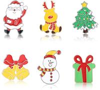 LOLIAS 6/9 Pezzi Set di Spille per Spille Natalizie Spille Smaltate Natale Babbo Natale Fiocchi di Neve Renne Pupazzo di Neve Campane Alberi di Natale Spille Gioielli per Decorazioni Natalizie