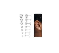 LOLIAS 7 Paia 20G Ipoallergenico Orecchini per Donne e Uomini - Flatback In Acciaio Inox con Cubic Zirconia - Piercing Dell'orecchio e Cartilagine