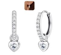 LOLIAS Argento Orecchini Cerchio Delle Donne Con Il Cuore Ciondola Goccia Leggero Huggie Cerchi Con Rimovibile Cz Cuore Ipoallergenico Sleeper Orecchini Donne Ragazze