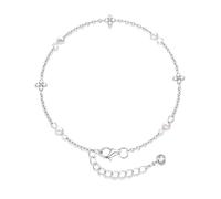 LOLIAS Bracciale Donna Argento 925 Regolabile Bracciali con Zirconi Quadrifoglio Perle Braccialetto Bambina Ragazza Gioielli Regalo per Donne e Fidanzate