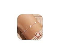 LOLIAS Bracciale Donna Oro Rosa Regolabile Bracciali con Zirconi Quadrifoglio Perle Braccialetto Bambina Ragazza Gioielli Regalo per Donne e Fidanzate