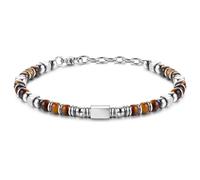 LOLIAS Bracciale Donna Uomo Pietre Naturali Perline Bracciali Acciaio | Bracciale Acciaio Turchesi Ossidiana Occhio di Tigre Braccialetto Regali per Donna Gioielli 4MM