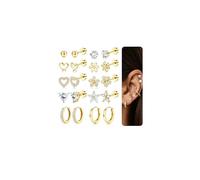 LOLIAS Orecchini Donna Acciaio Chirurgico Oro Argento - Anallergici Donna Piercing Orecchio Cerchio Bottone Set Secondo Buco Conch Cartilagine Trago Helix Piercings Gioielli